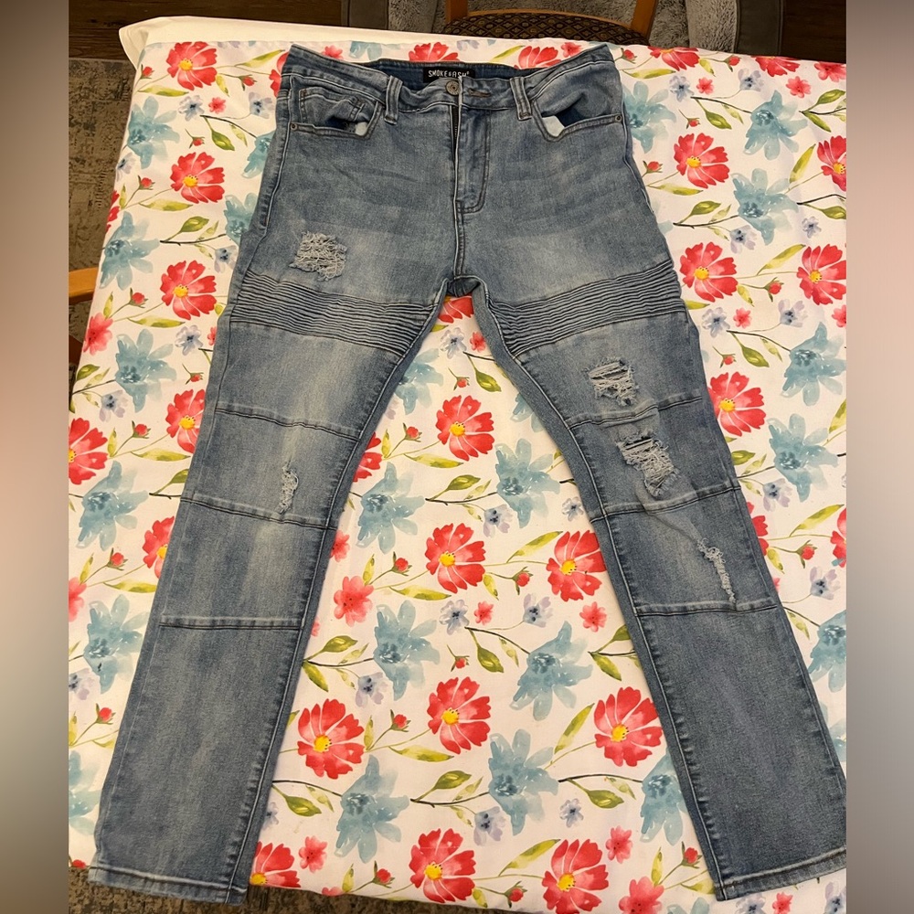 Smoke and ash premium denim ripped skinny jeans